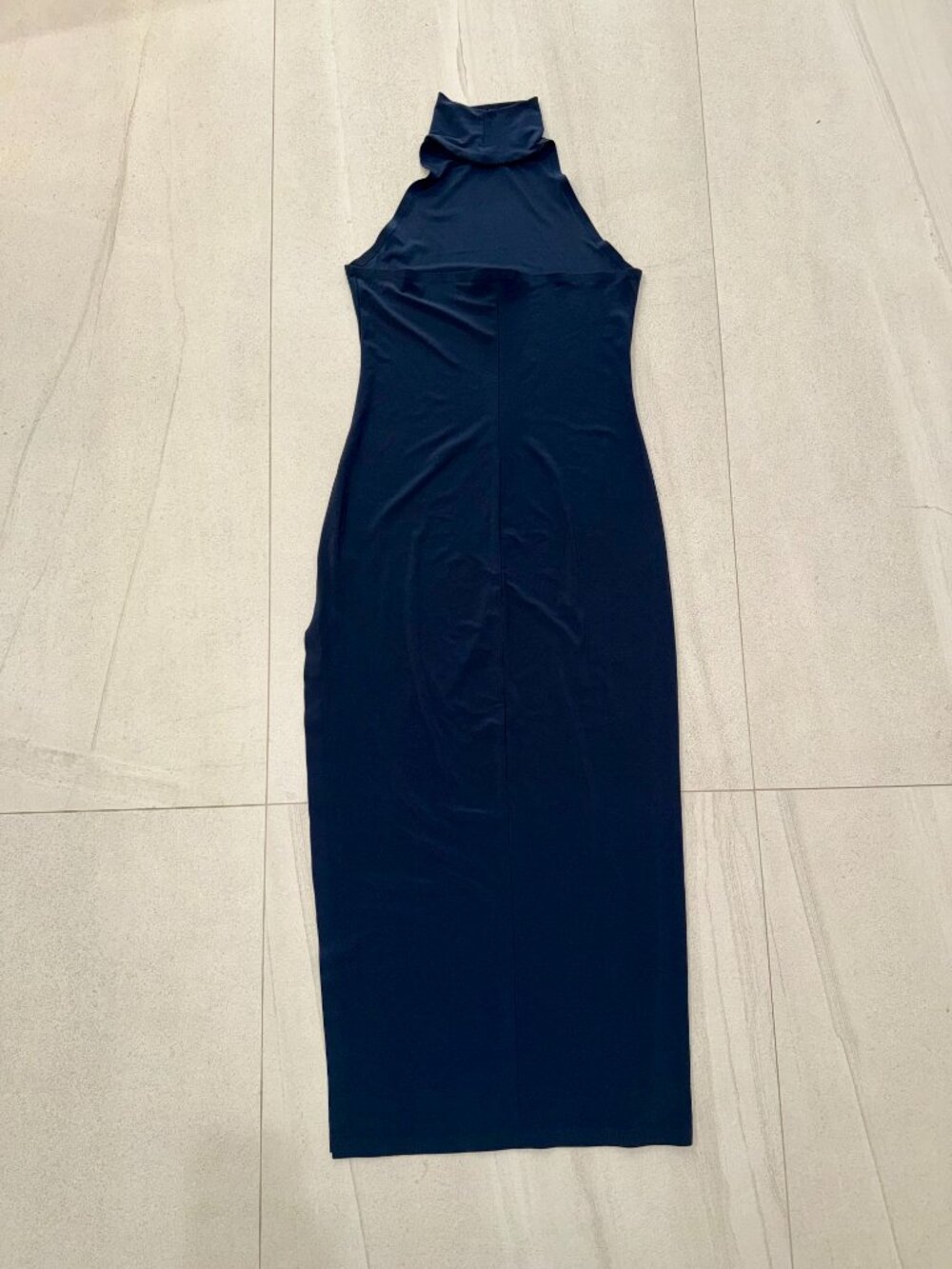 Norma Kamali Halter Gown Mock Neck Side Slit Maxi Dress Size M - Picture 6 of 7